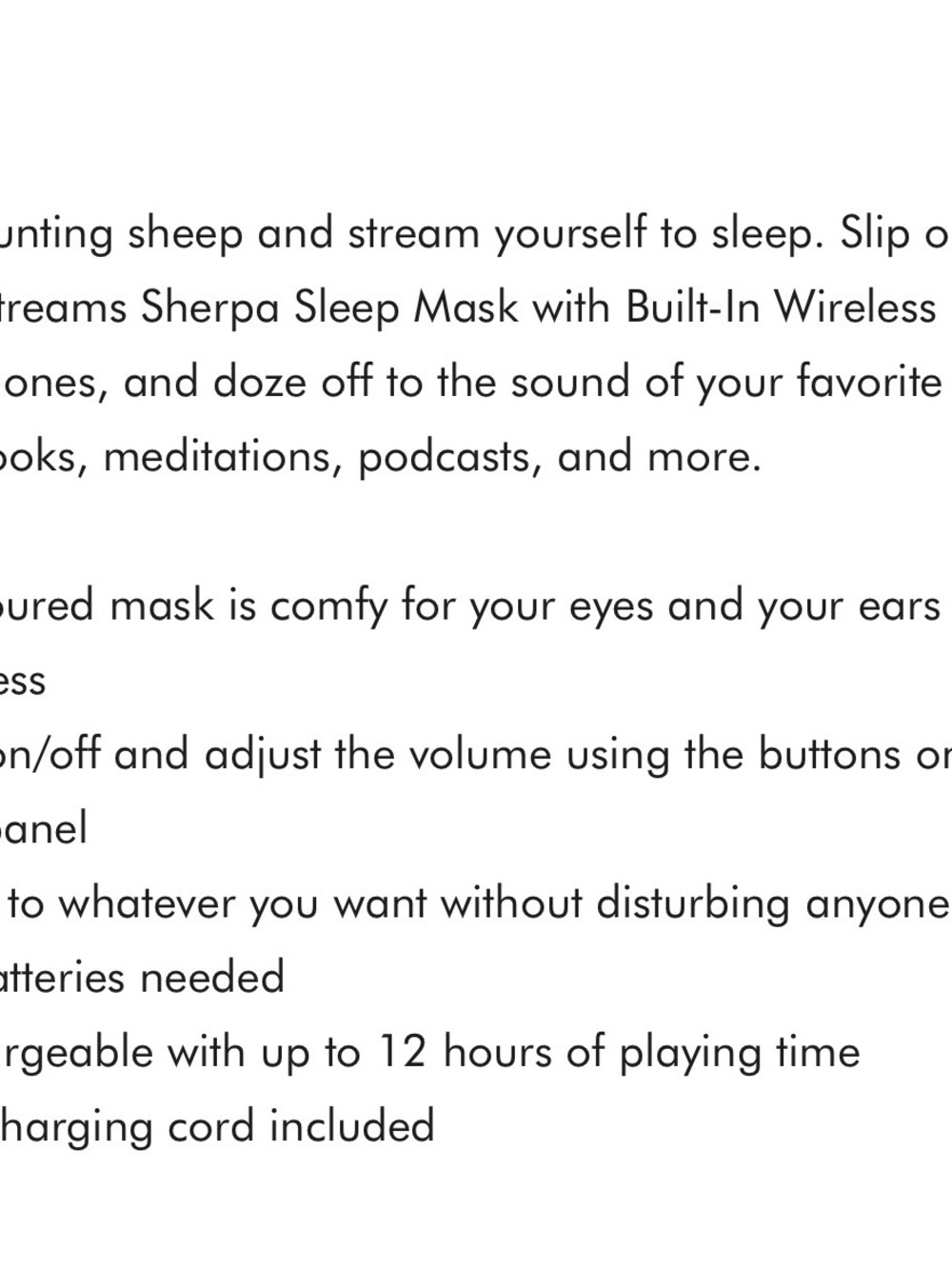 Pinch Provisions Sweet Streams White Sleep Mask with Built-In Headphones - Picture 2 of 4